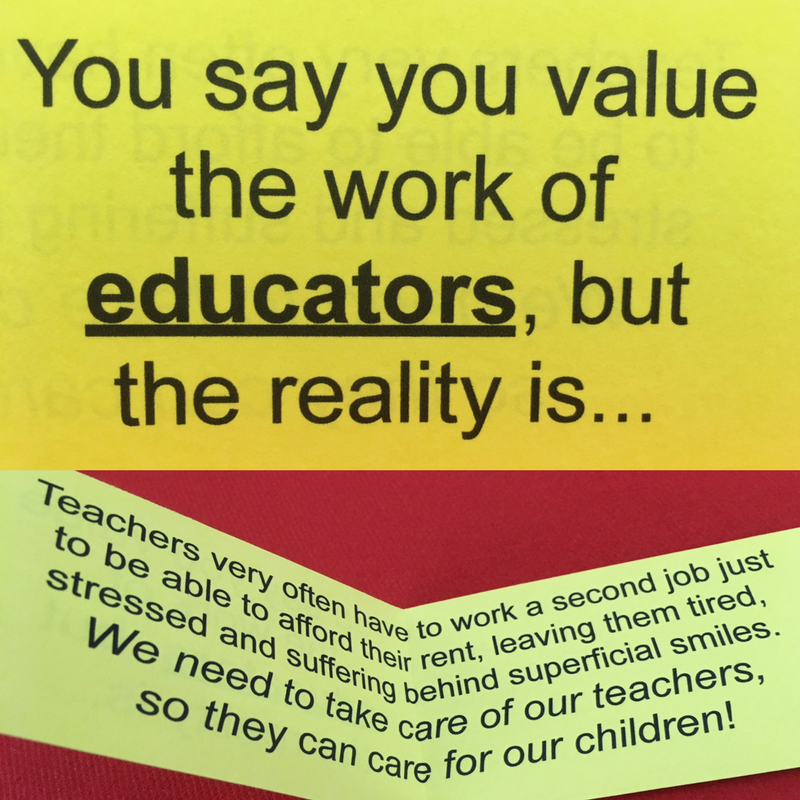 SFCCPA's ECECAN created these cards to compare our ideals with the reality of ECE in SF. Thank you to Wu Yee Children's Services for the photo.